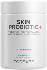Codeage Skin Probiotics + Prebiotics bottle on a clean surface