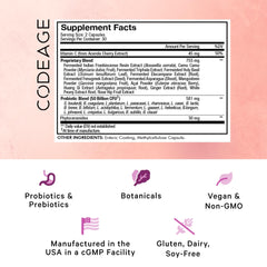 Bottle label highlighting 50B CFU and 19 probiotic strains