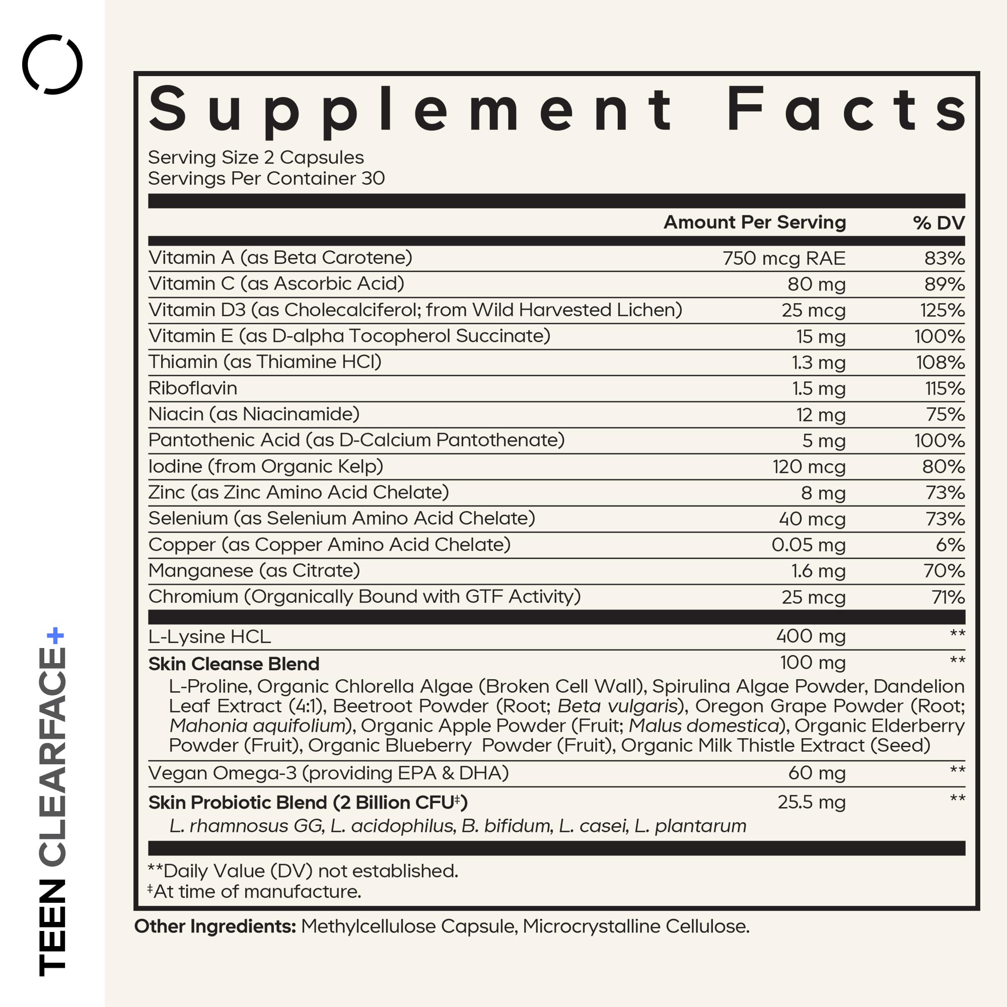 Codeage Teen Clearface bottle side view