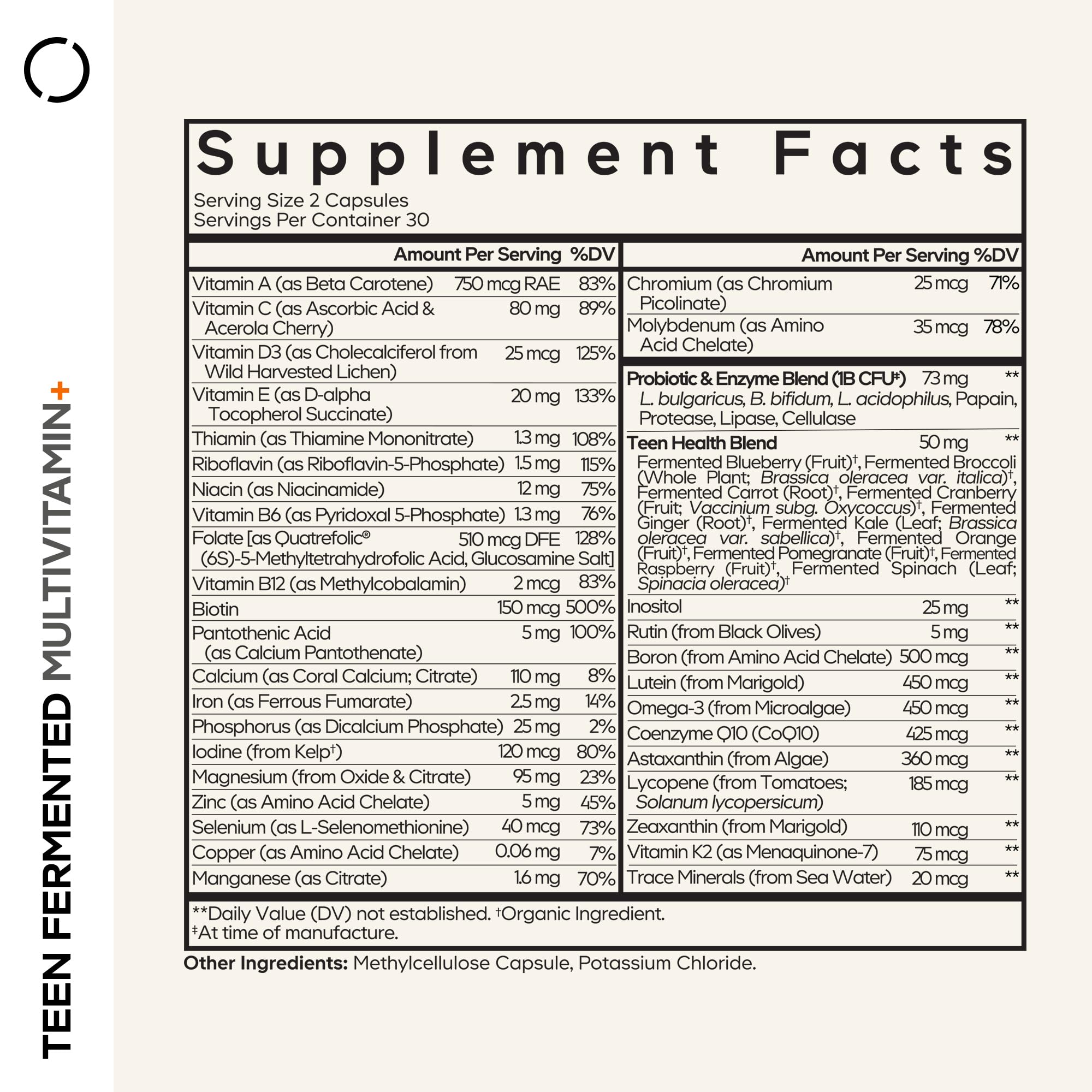 Close-up of teen multivitamin tablets