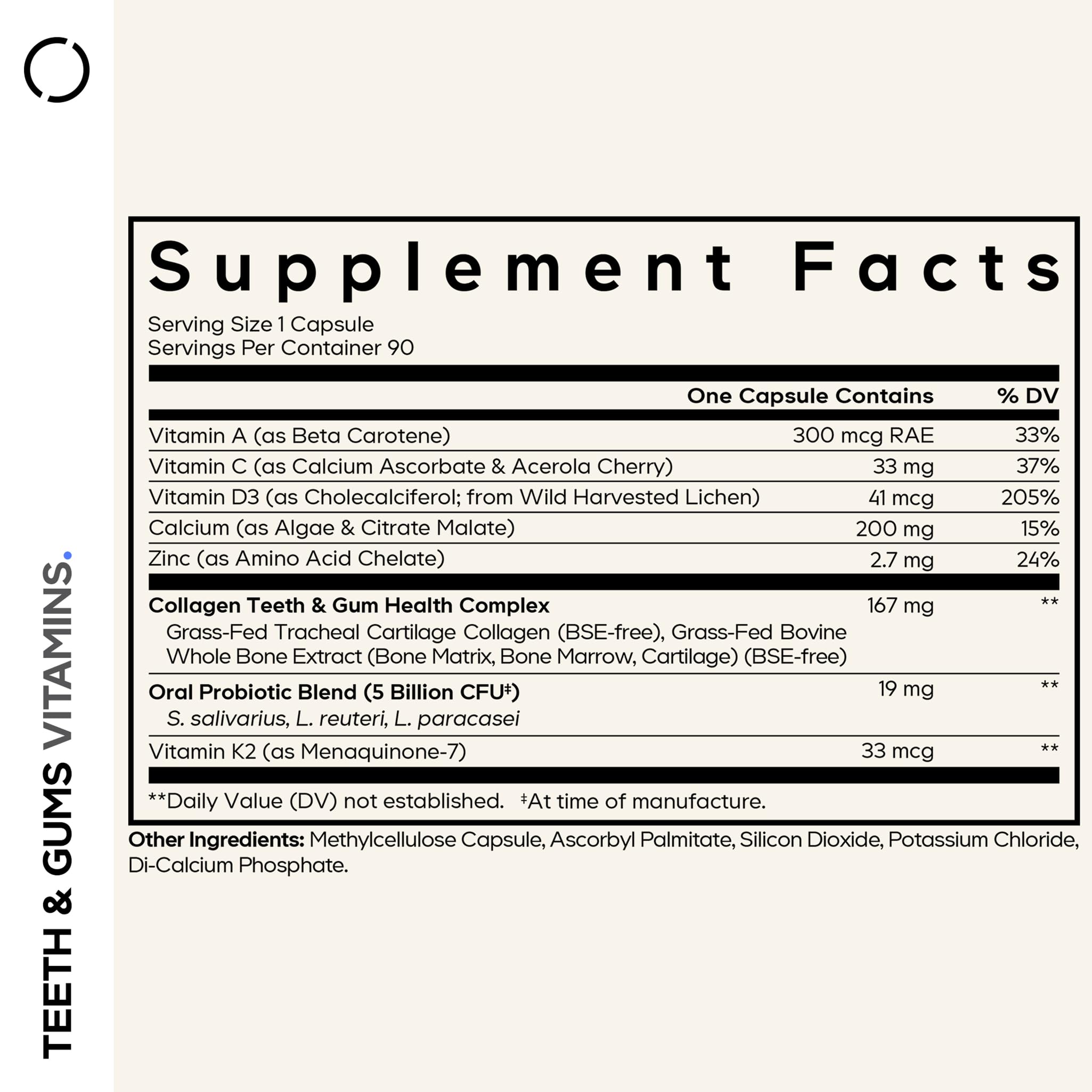 Close-up of product label showing ingredients