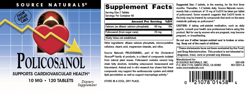 Coenzyme Q10 added to policosanol supplement label