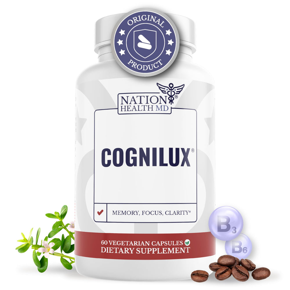 Cognilux bottle front view with Nation Health MD branding
