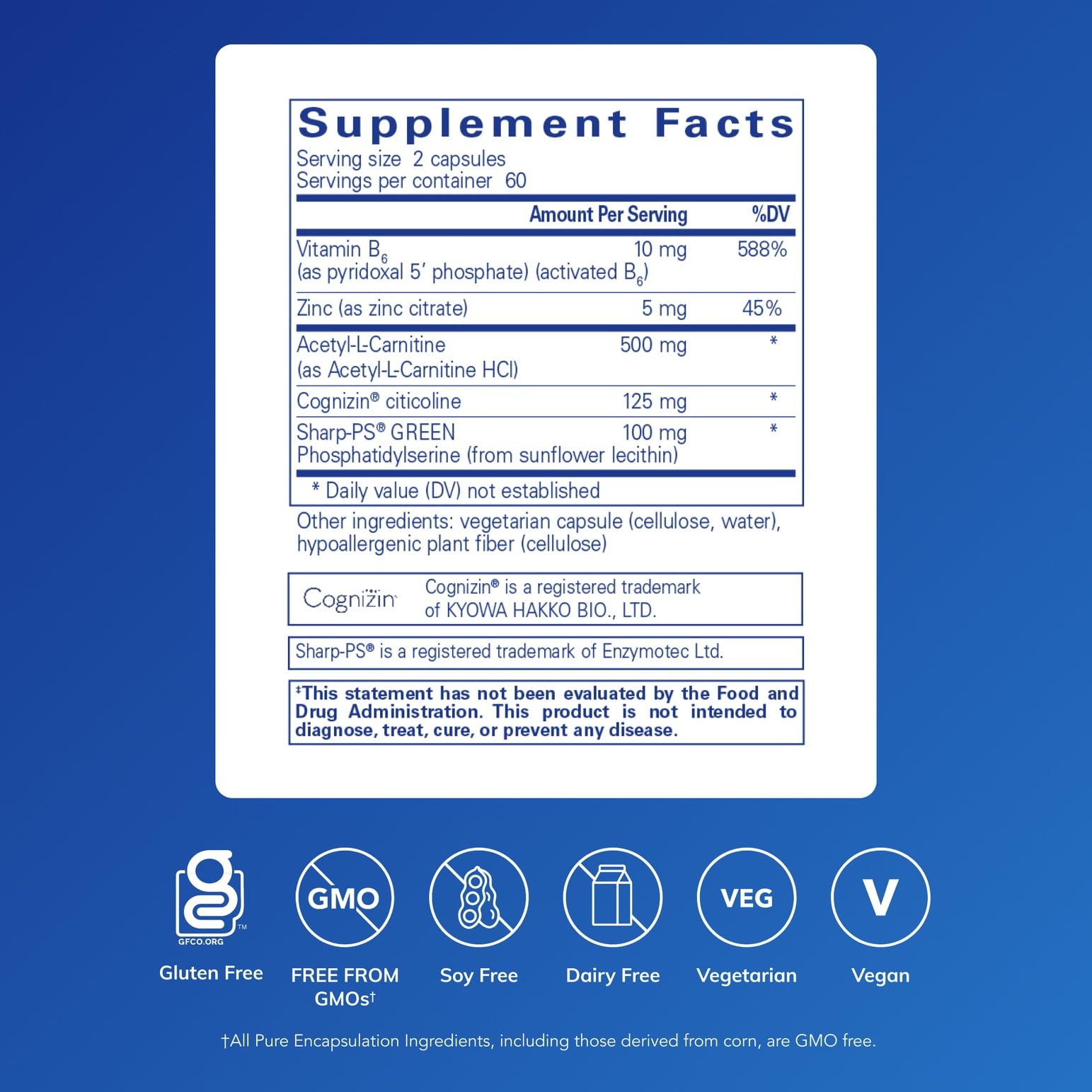 CogniPhos product label showing ingredients