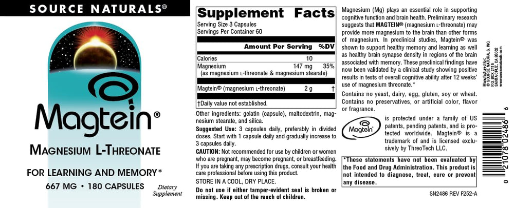 Magtein supports episodic and working memory, attention and executive function