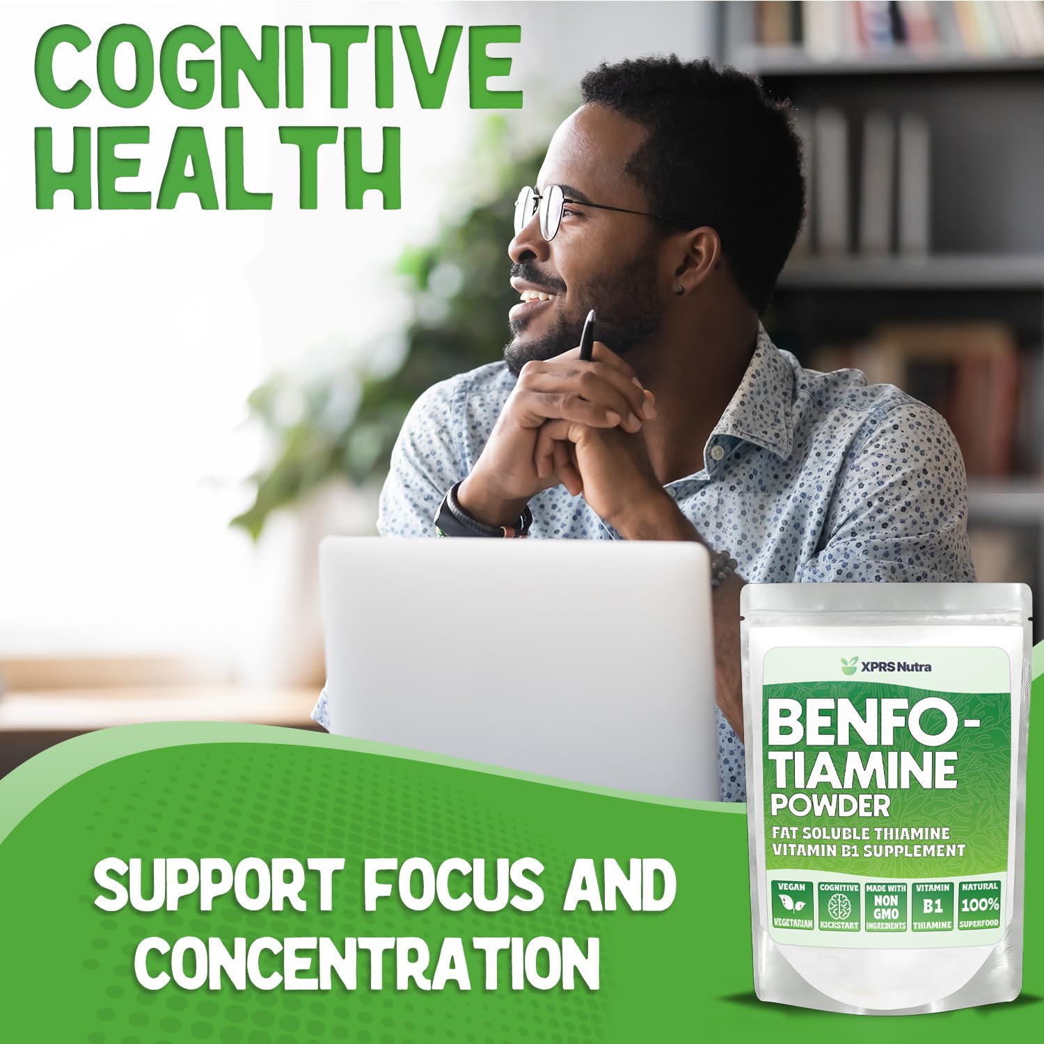 Graphic representing cognitive health benefits of Benfotiamine