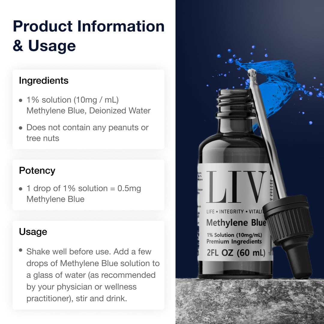 Illustration showing cognitive support benefits of methylene blue.