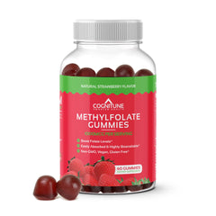 CogniTune Methylfolate Gummies bottle with strawberry flavor label