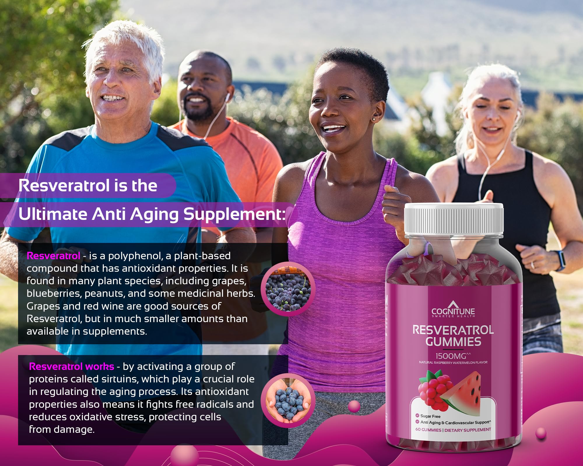 Illustration of brain health with CogniTune gummies