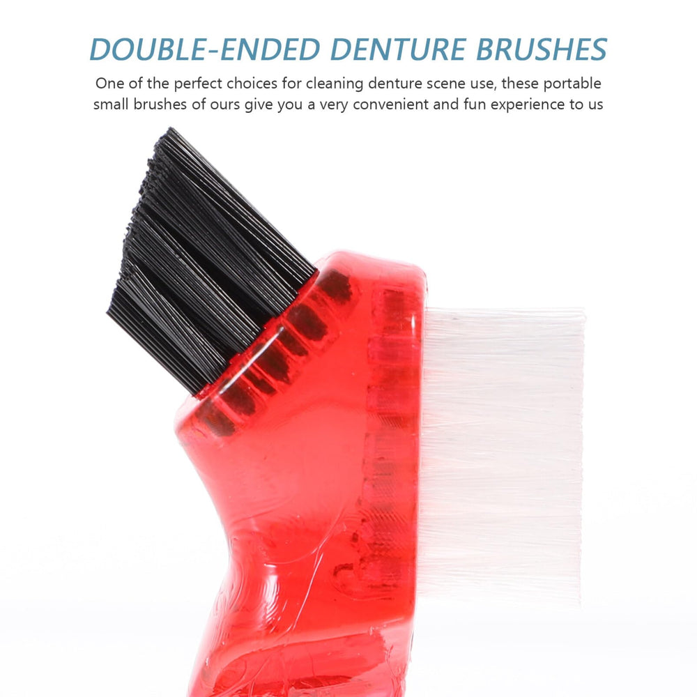 Compact size denture cleaning brush