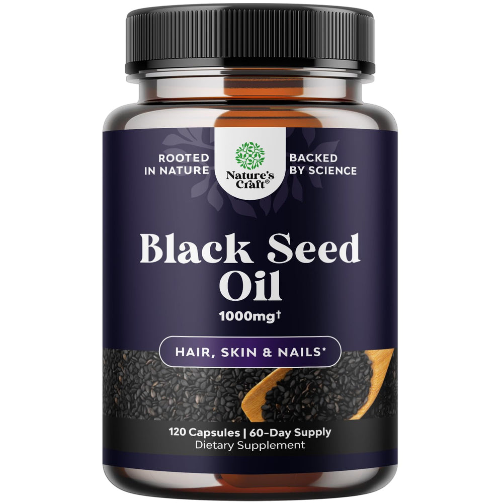 Box and bottle of cold pressed black seed oil capsules