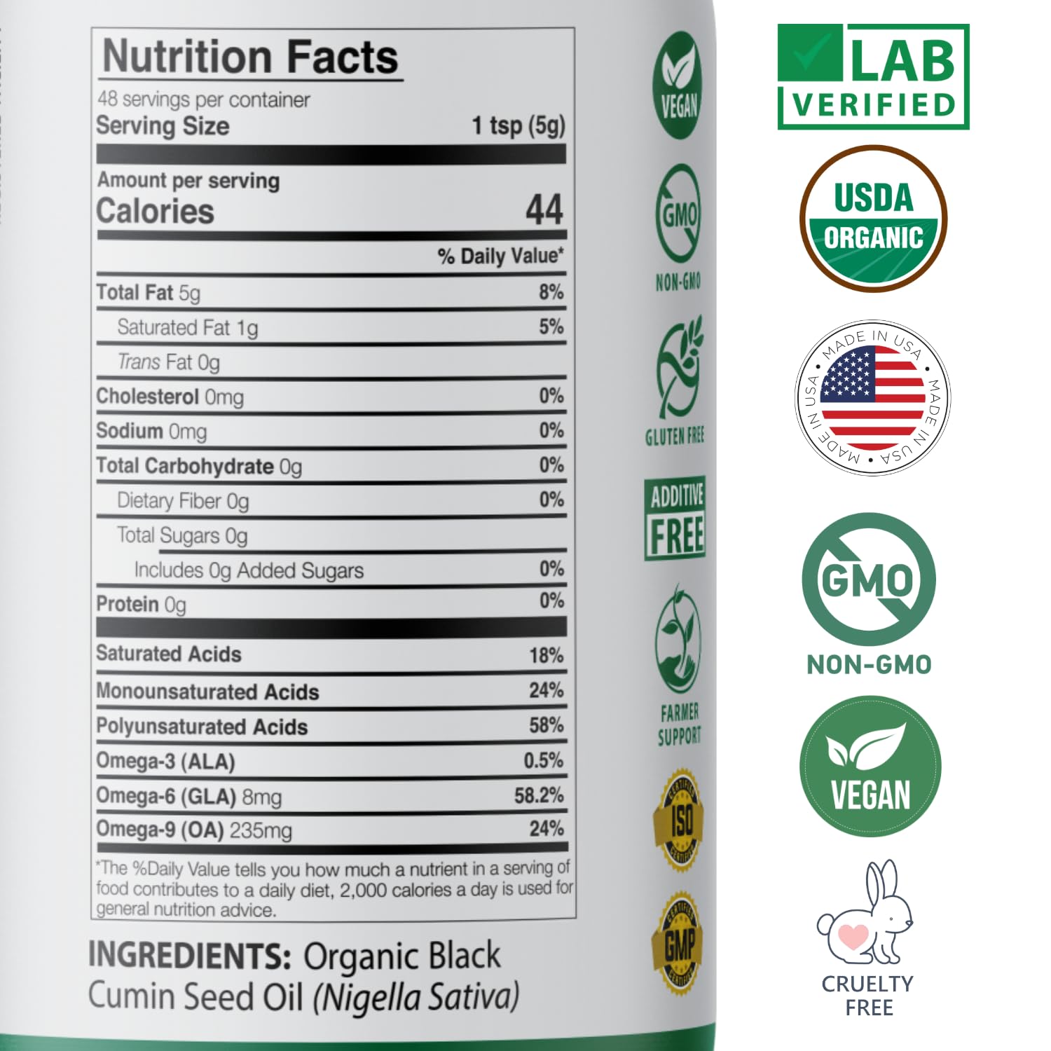 Cold-pressed black seed oil pouring from bottle