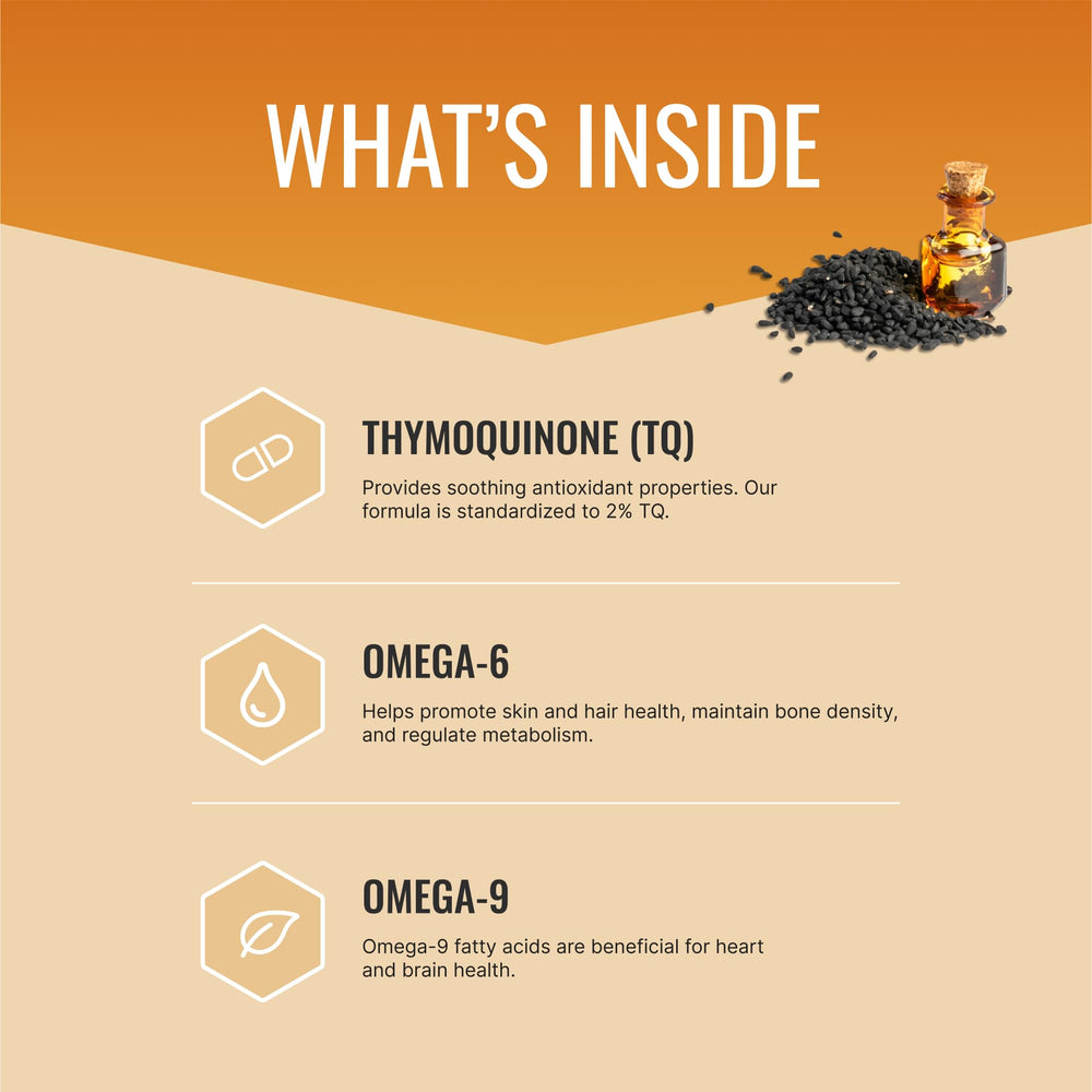 Cold-pressed black seed oil (Nigella sativa) bottle