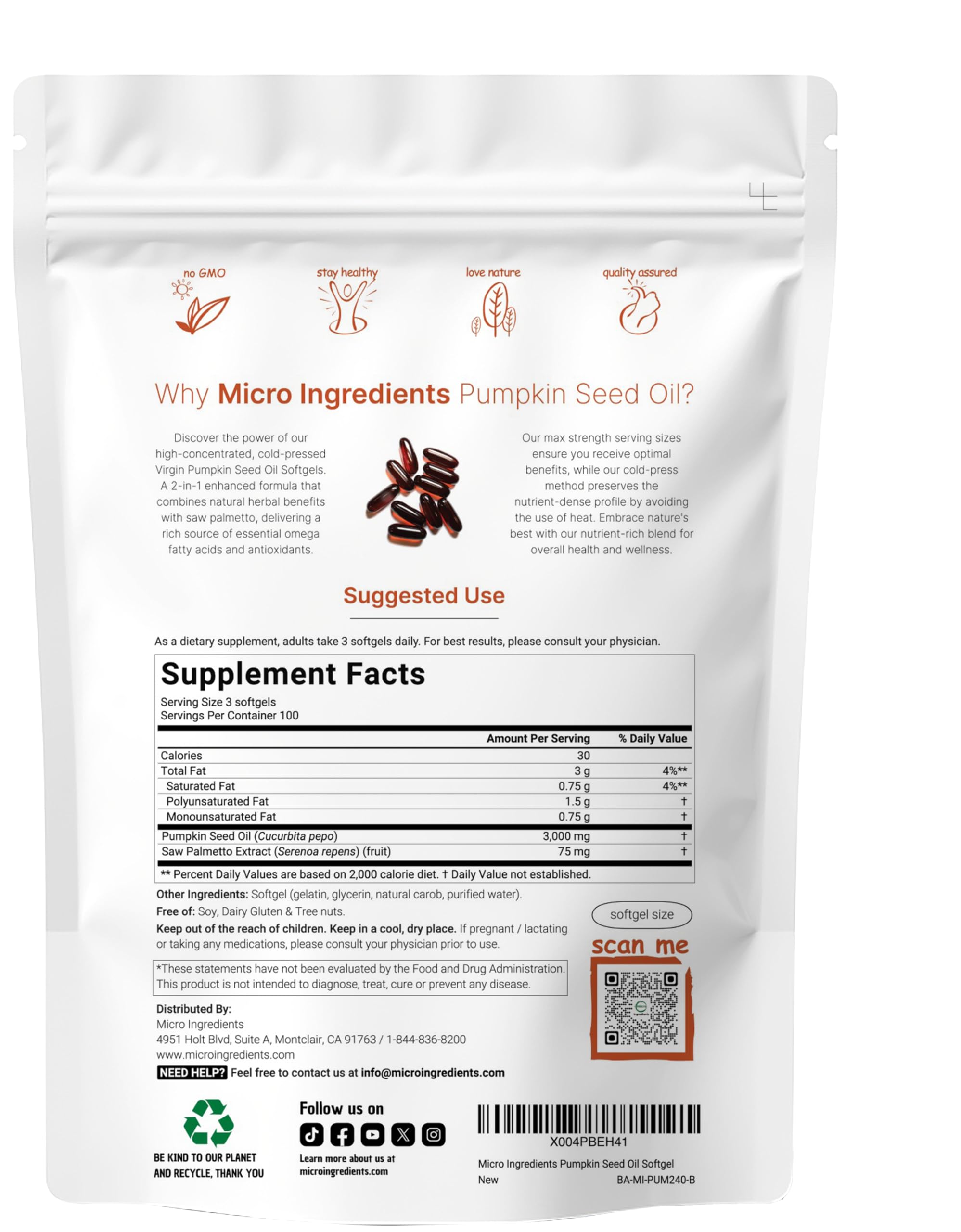 Cold pressed pumpkin seed oil bottle