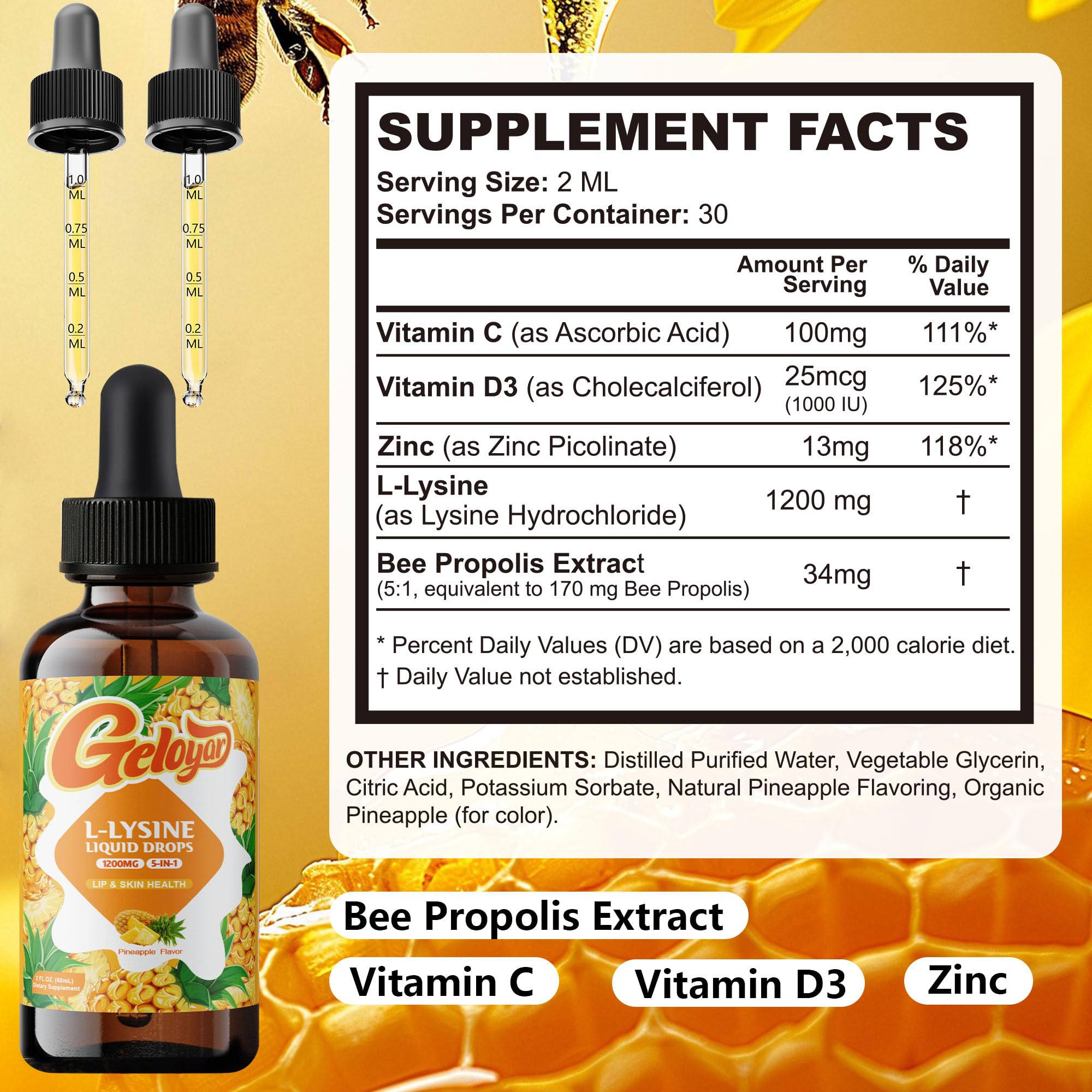 Liquid lysine drops for cold sore prevention