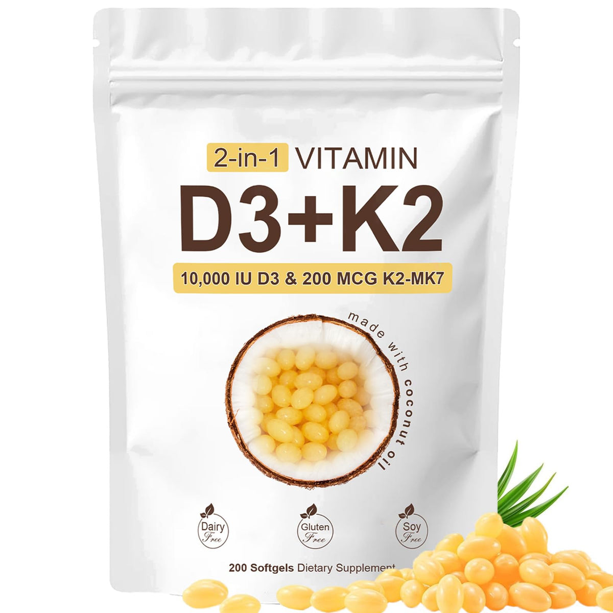 Front view of COLEPSW REALGOOD Vitamin D3 K2 10000 IU bottle