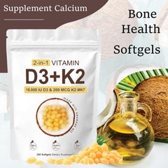 Close-up of D3 K2 10000 IU capsules