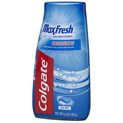 Close-up of Colgate Max Fresh 2-in-1 toothpaste gel and mouthwash product