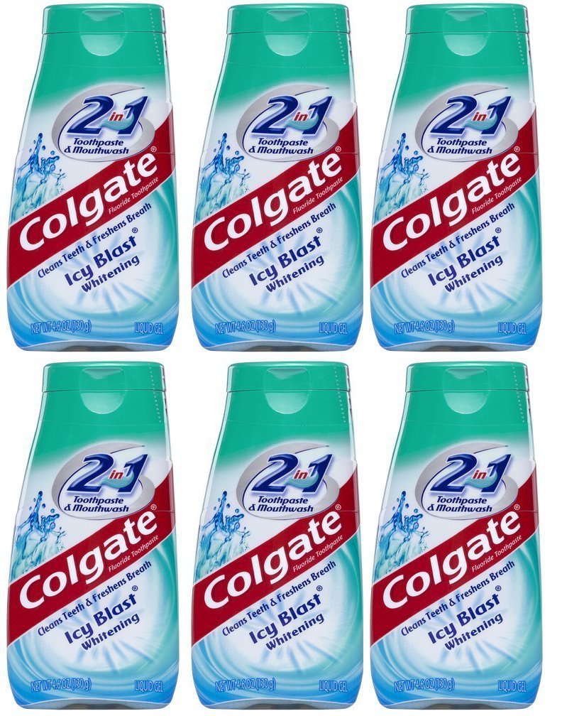 Colgate 2-in-1 Whitening Toothpaste & Mouthwash Icy Blast 6-pack display
