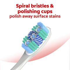 Close-up of Colgate 360 Optic White Soft toothbrush bristles