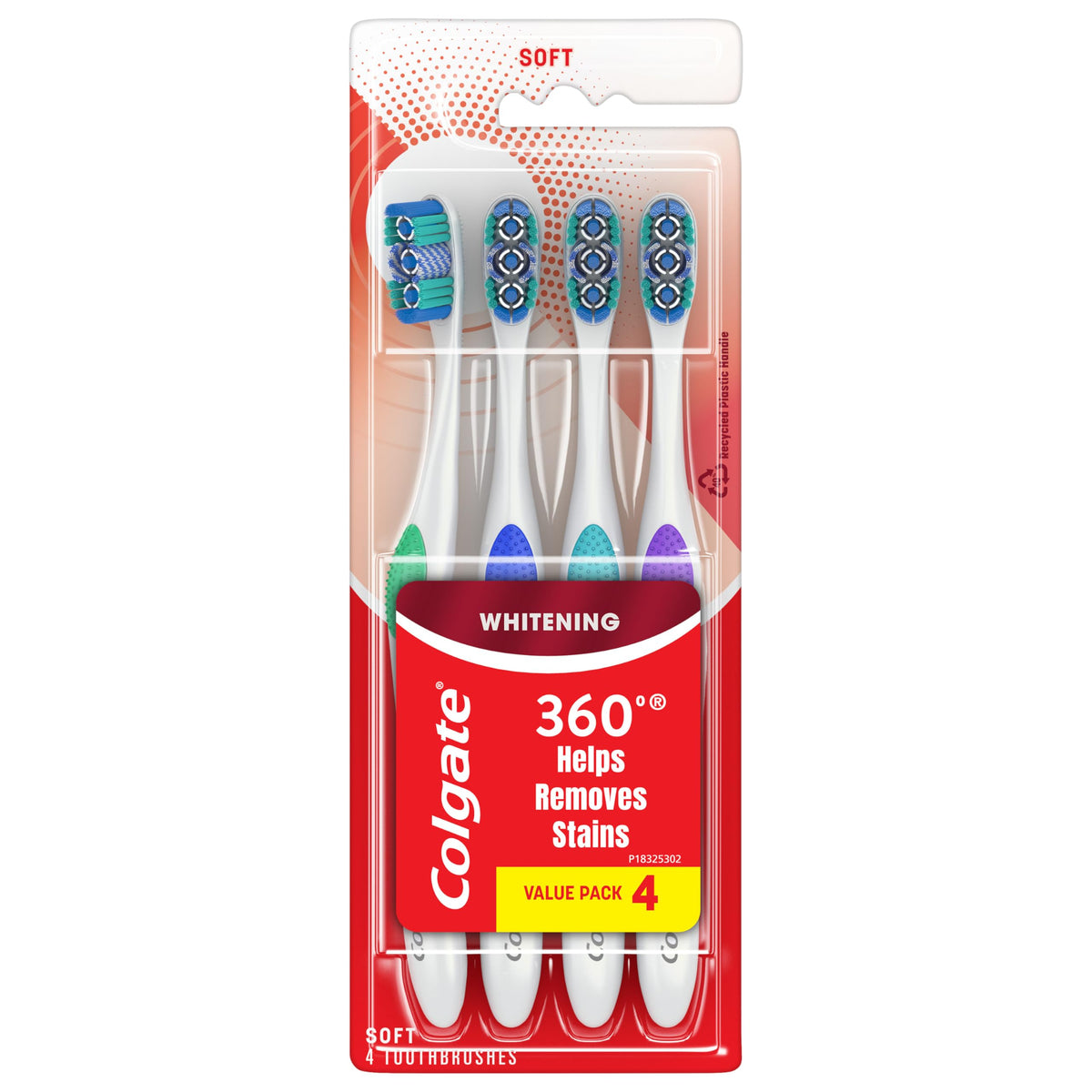 Colgate 360 Optic White Soft Toothbrush 4-pack packaging