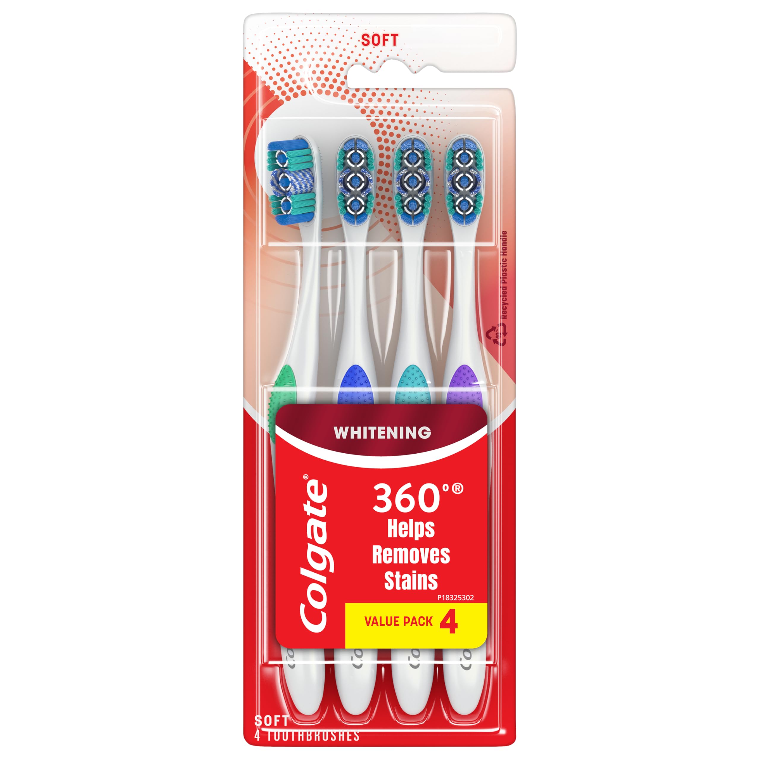Cheek and tongue cleaner on Colgate 360 Optic White Soft toothbrush