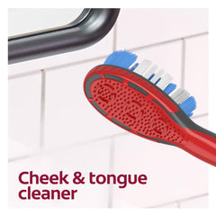 Detailed bristles close-up on Colgate 360° Optic White toothbrush