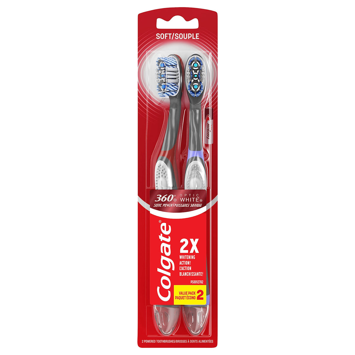 Front view of Colgate 360° Optic White sonic toothbrush