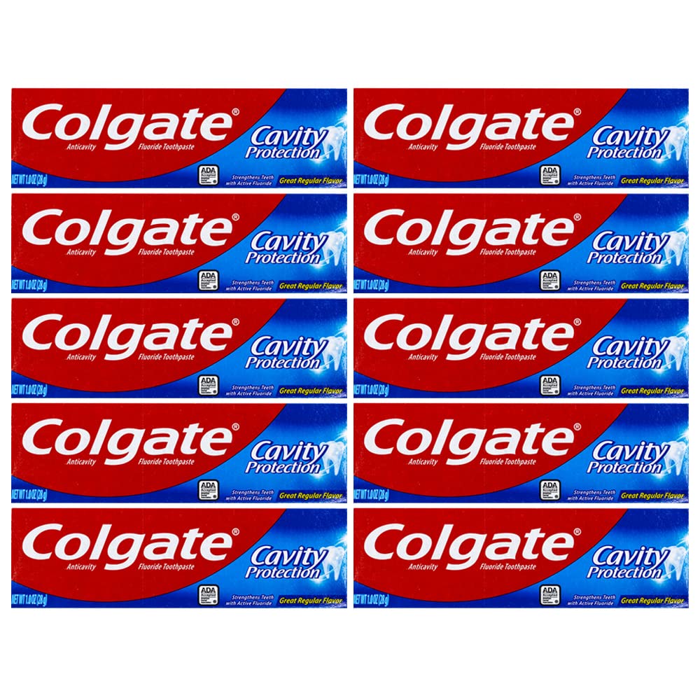 Colgate Cavity Protection Toothpaste Travel Size 1 oz (28 g), Pack of 10, front view