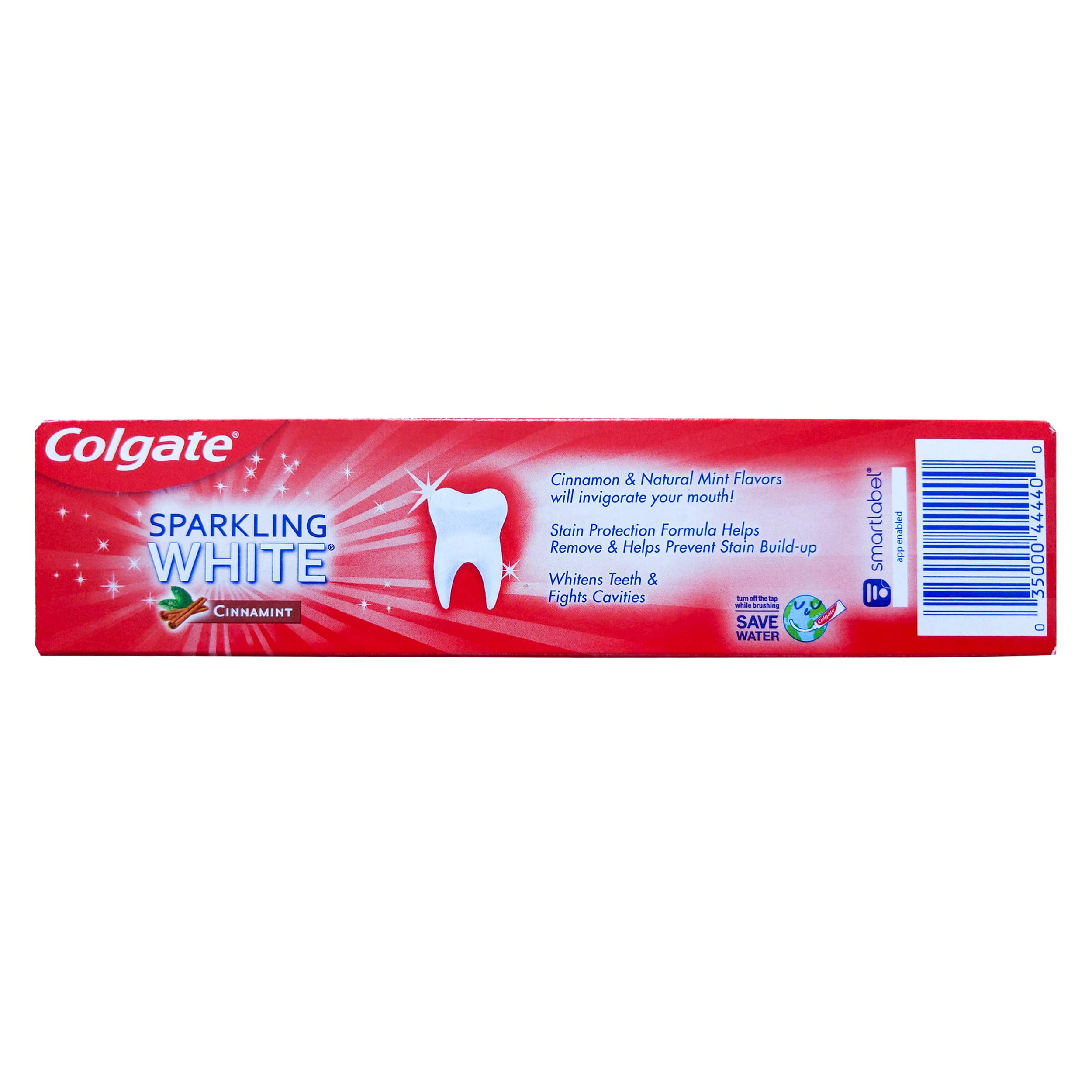 Close-up of Colgate Cinnamint toothpaste tubes with cinnamon and mint flavor