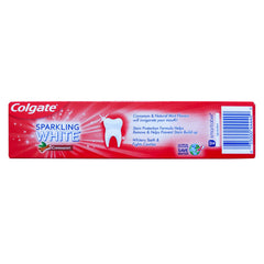 Close-up of Colgate Cinnamint toothpaste tubes with cinnamon and mint flavor