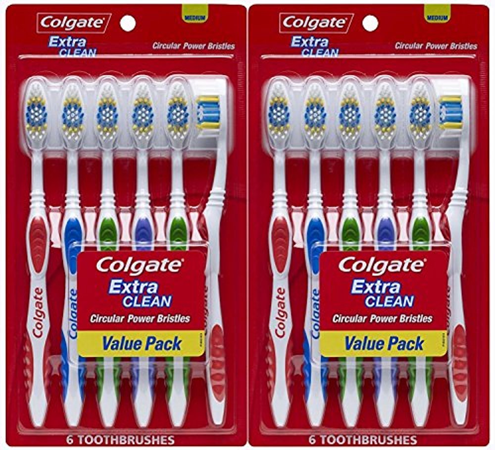 Colgate Extra Clean Full Head Medium Toothbrush, 12-count pack (style may vary)