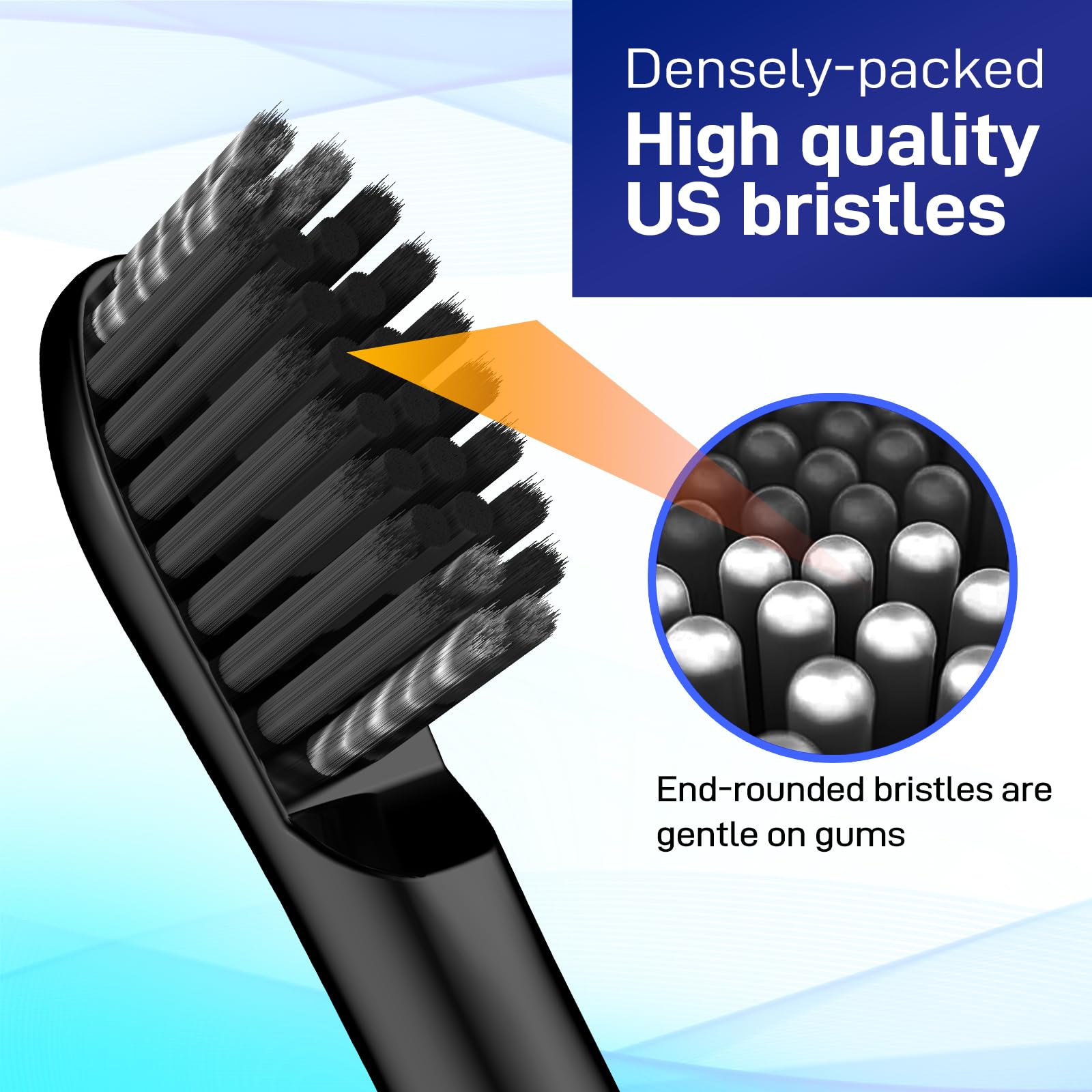 Close-up of soft bristles and floss-Tip bristles for Colgate Hum replacement head