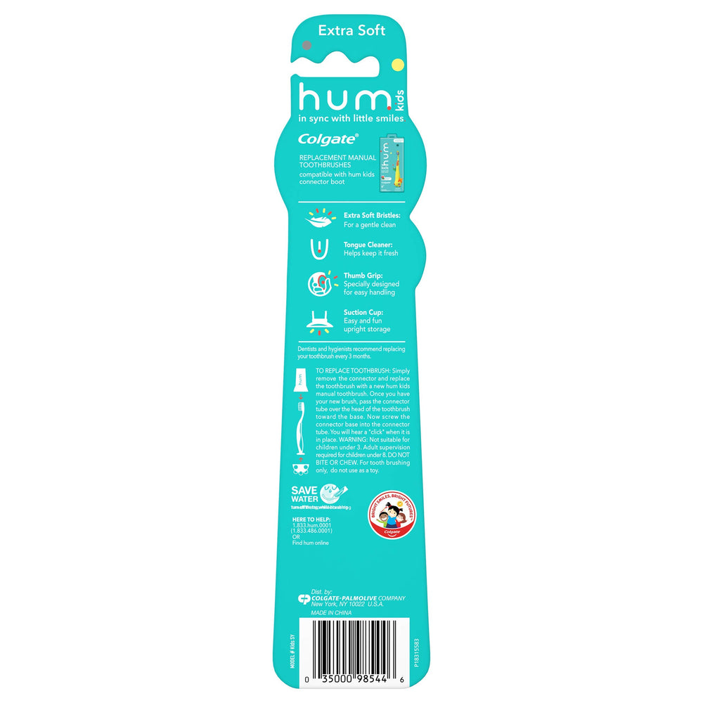 Colgate hum Kids replacement toothbrushes compatible with hum Kids connector boot