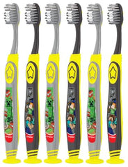 Pack of 6 Colgate Kids Minecraft Toothbrushes with extra soft bristles and suction cup for children 5+ years