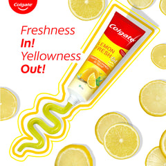 Close-up of lemon-infused toothpaste gel texture