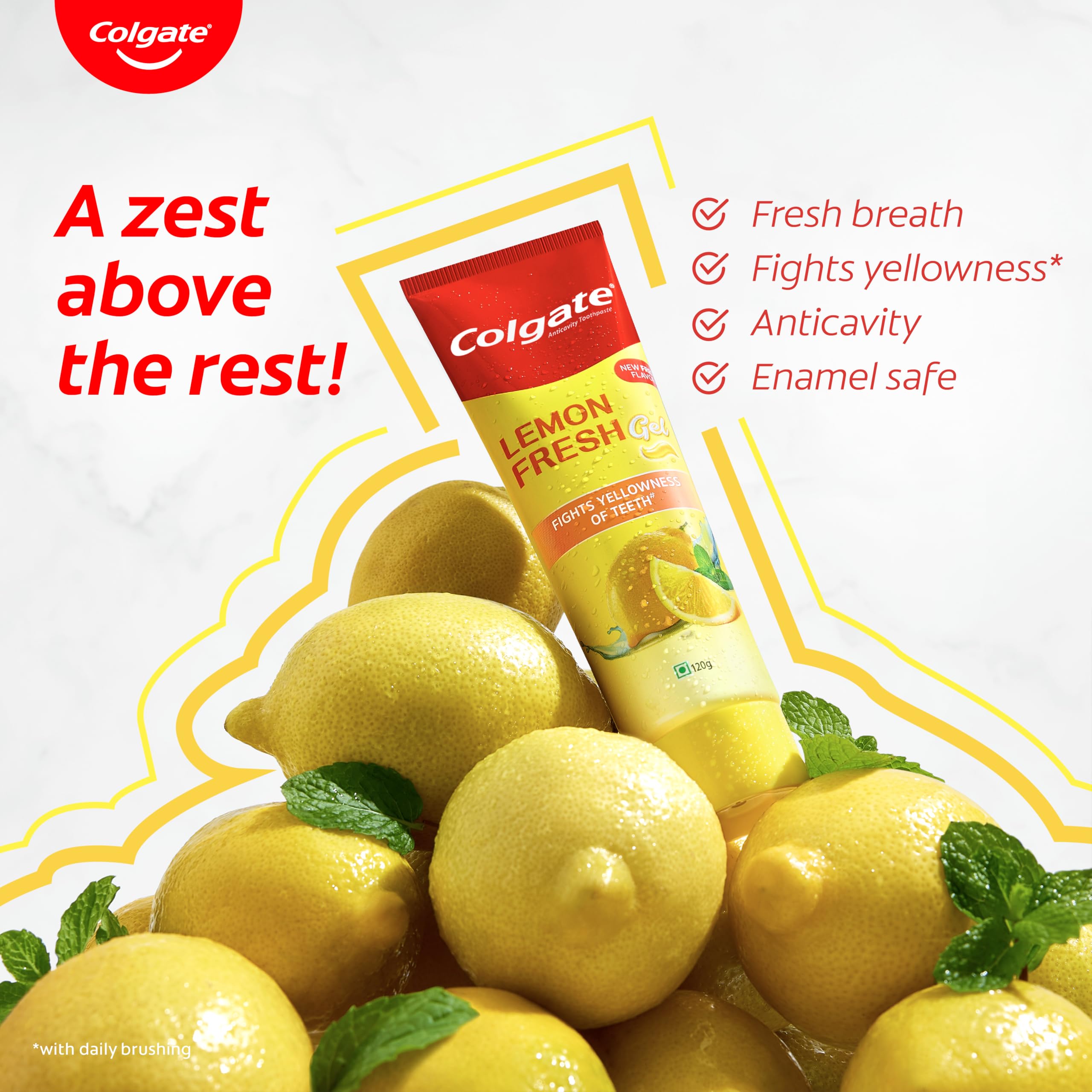 Lemon slice and toothpaste showcasing freshness