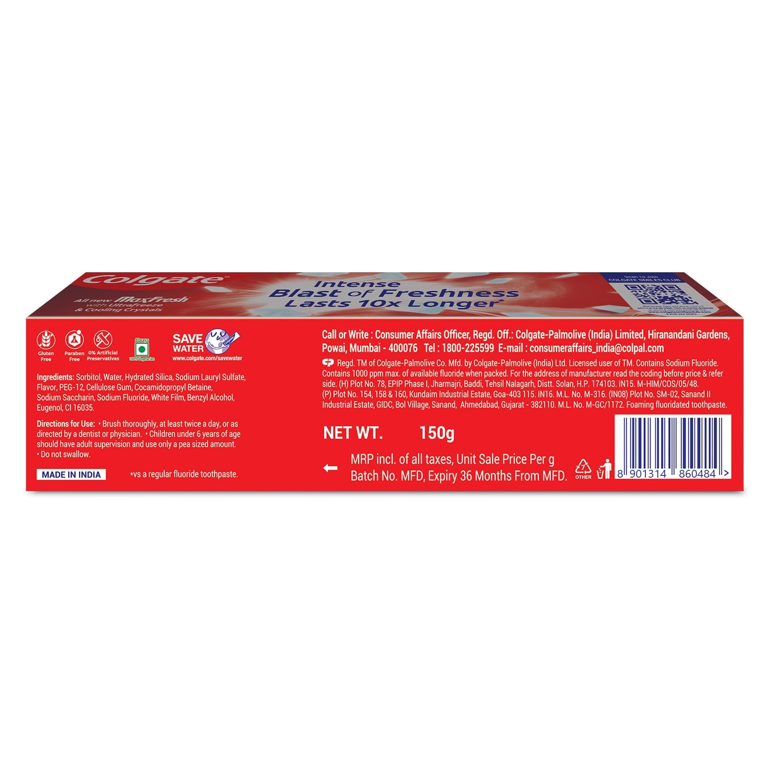 Colgate Max Fresh toothpaste 150gms lifestyle image on bathroom counter