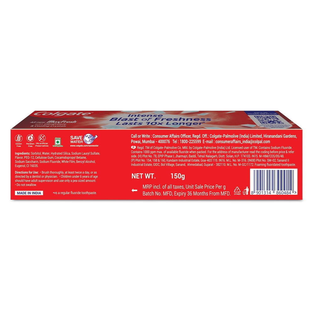 Colgate Max Fresh toothpaste 150gms lifestyle image on bathroom counter