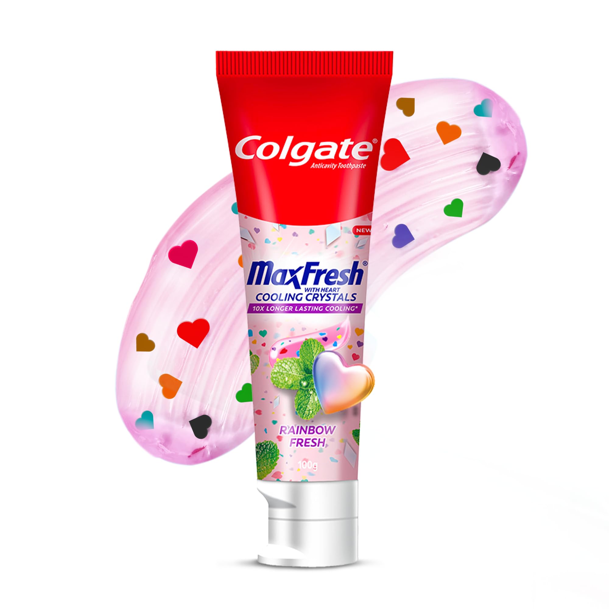 Colgate MaxFresh Rainbow Fresh Toothpaste tube with packaging