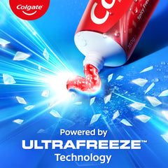 Close-up of Colgate MaxFresh red gel toothpaste tube