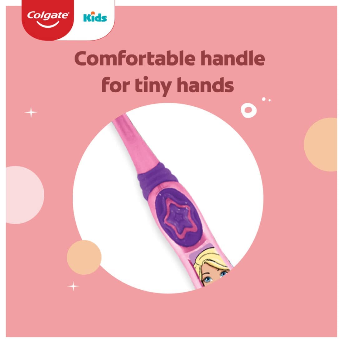 Colgate Mermaid toothbrush highlighting toothpaste dosing dot
