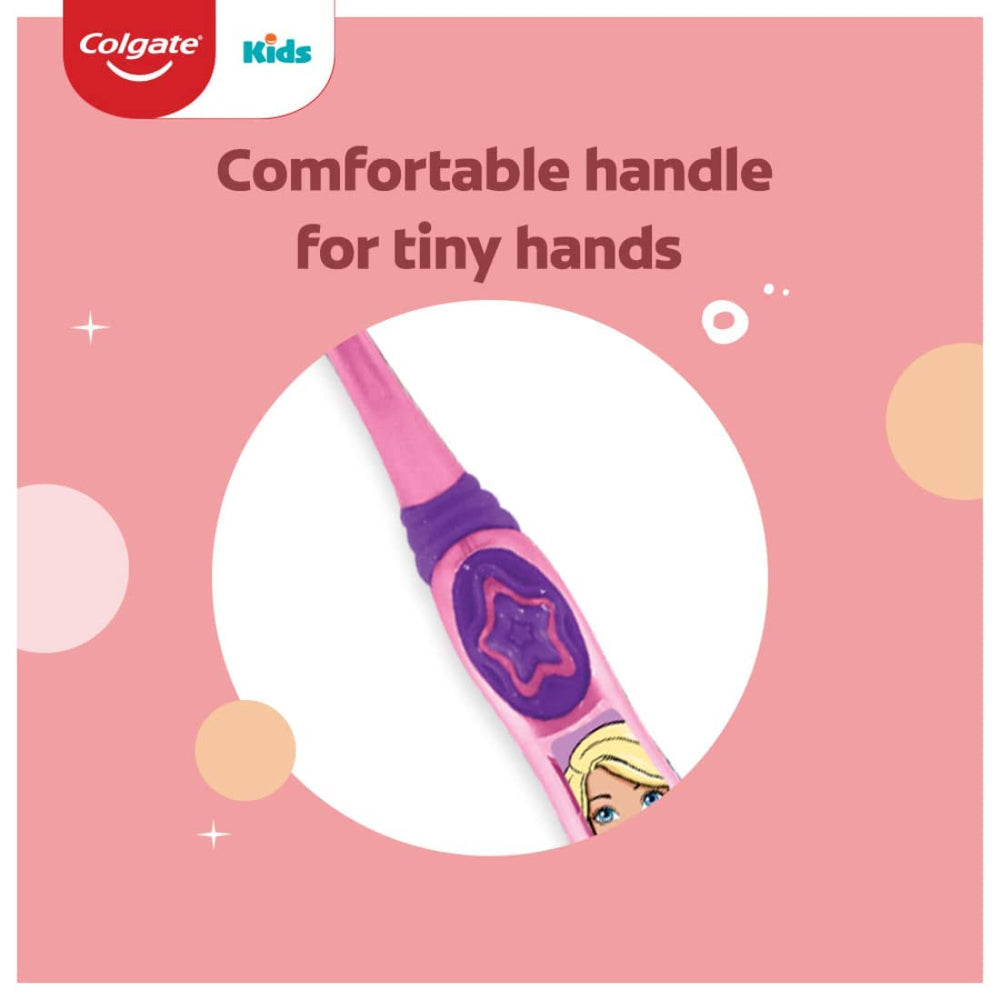 Colgate Mermaid toothbrush highlighting toothpaste dosing dot