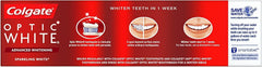 2% Hydrogen Peroxide whitening formula on Colgate Optic White packaging