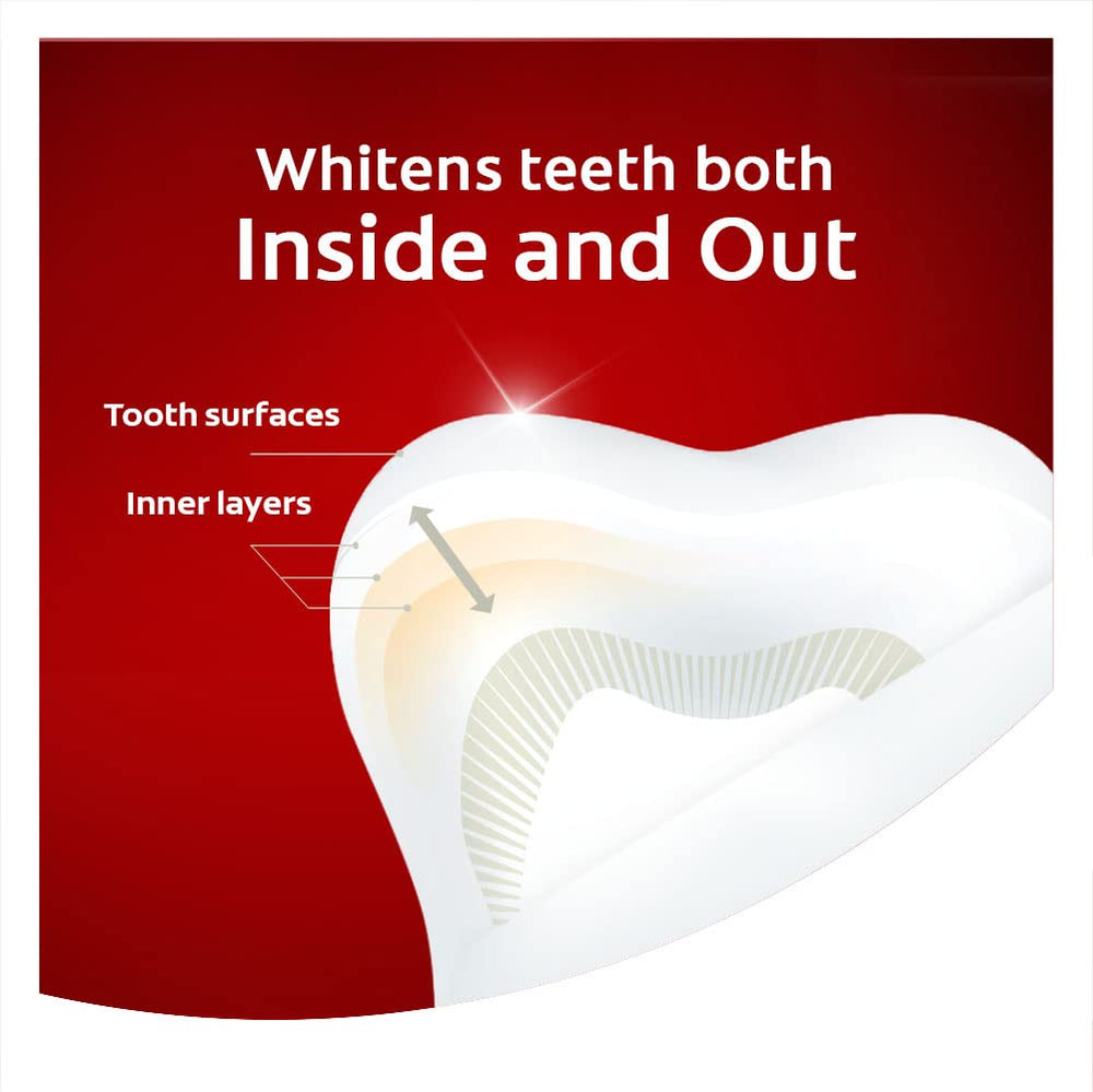 Close-up of a Colgate Optic White Advanced Vibrant Clean toothpaste tube