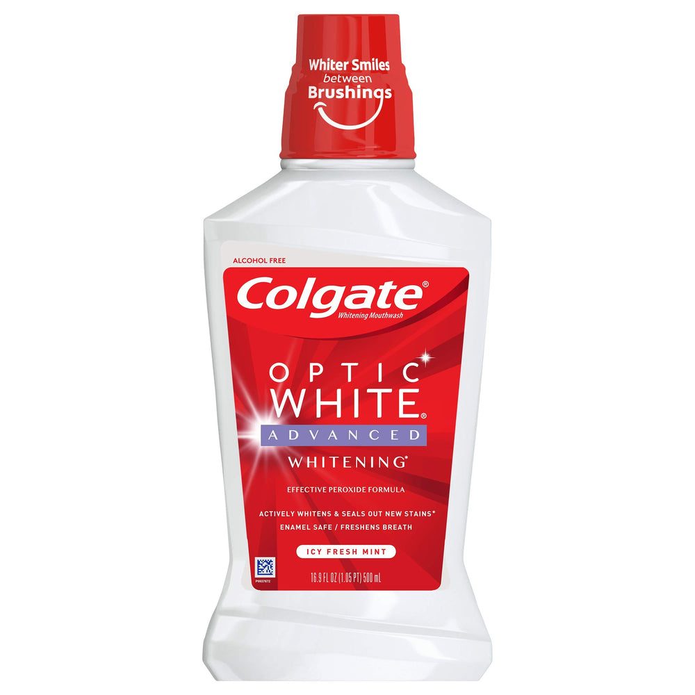 Colgate Optic White Mouthwash Fresh Mint bottle 473 mL