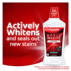 Colgate Optic White Mouthwash Fresh Mint 946 mL 3-pack bottle back label