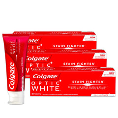 Colgate Optic White Non-HP Stain Fighter Clean Mint toothpaste 3-tube pack (12.6 oz total)