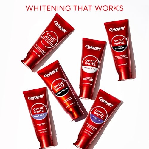 3-pack Colgate Optic White Renewal displayed on a counter