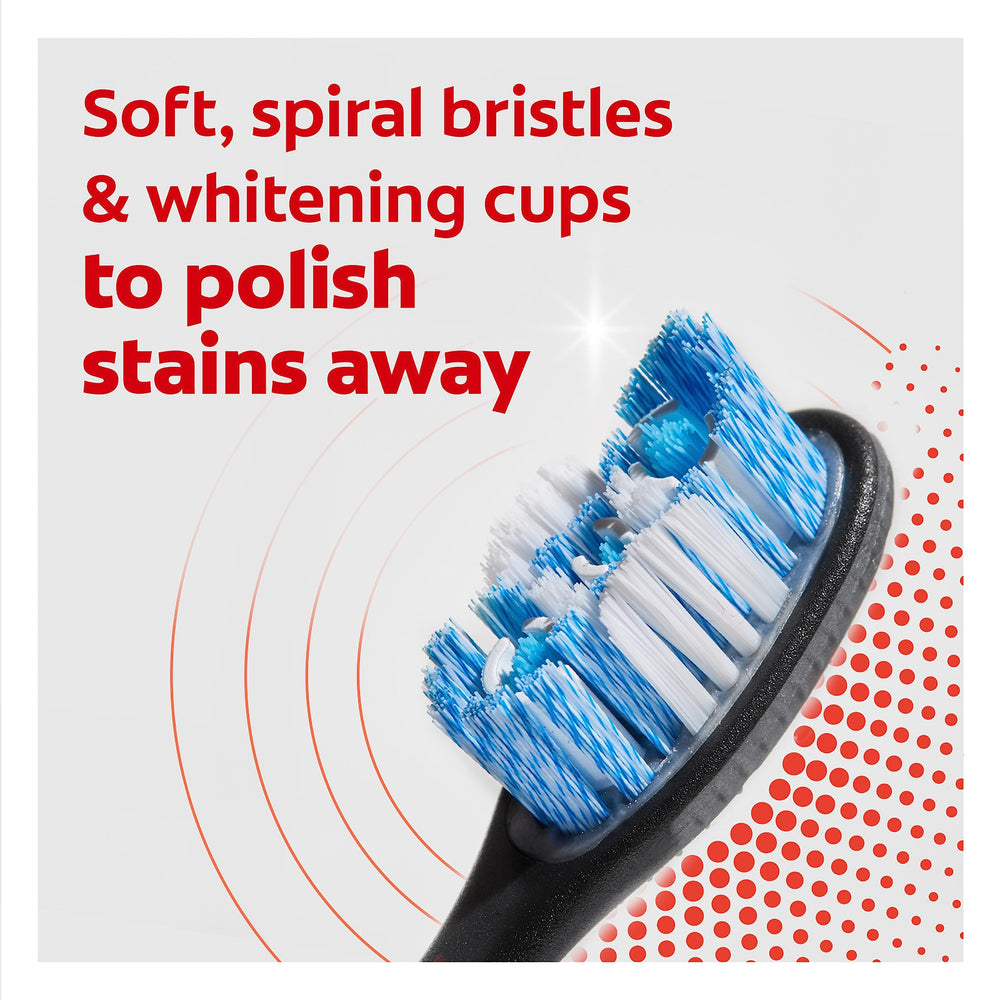 Close-up of soft spiral bristles on replaceable head
